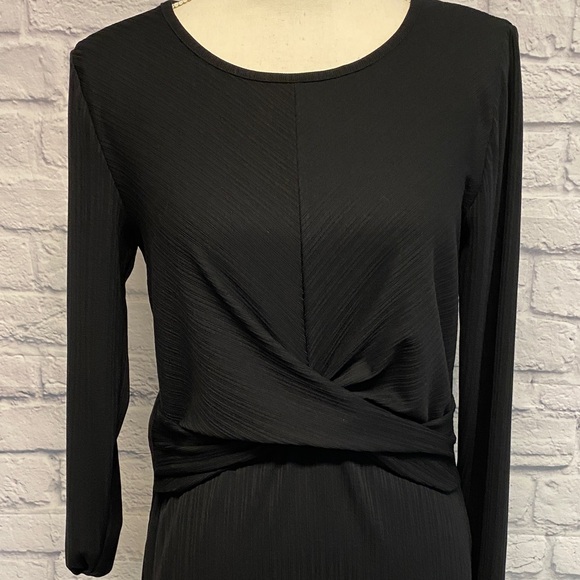 Nine West Black Long Sleeve Twist Front Dress Size M - Picture 4 of 11